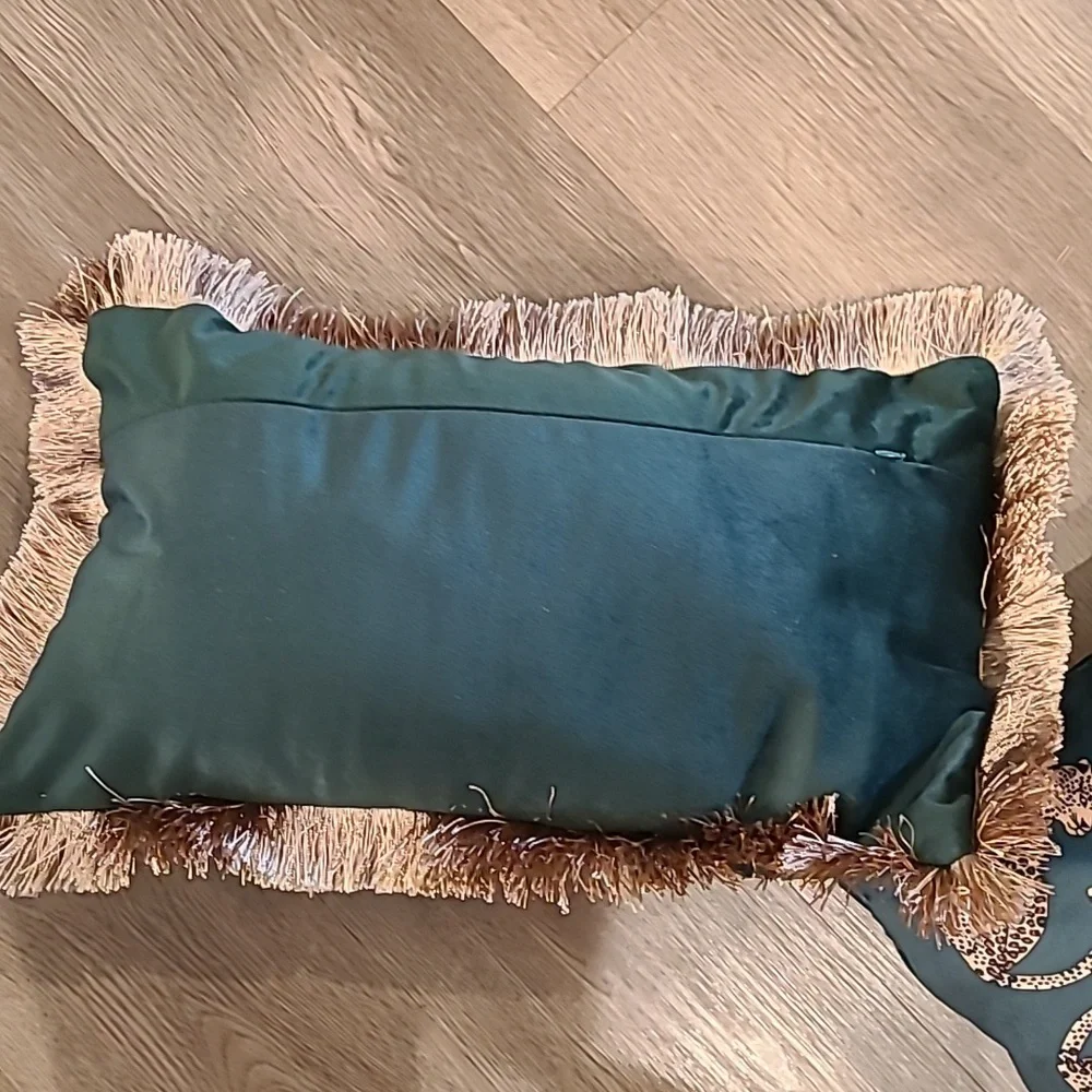 Emerald Green Decorative Pillows with Cheetah Design